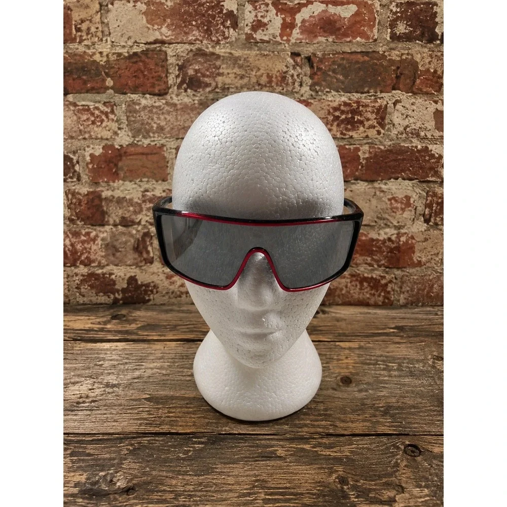 Wrangler Mens Shield Sunglasses Black Red Wrap Around Sport Gorpcore Y2K Cyber